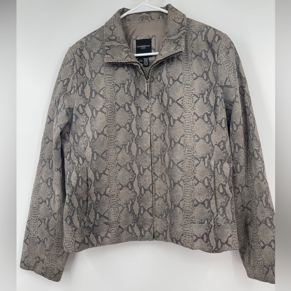 Vintage Leather Jacket by Colebrook & Co. Brand, Python print, Sz L - Picture 3 of 6